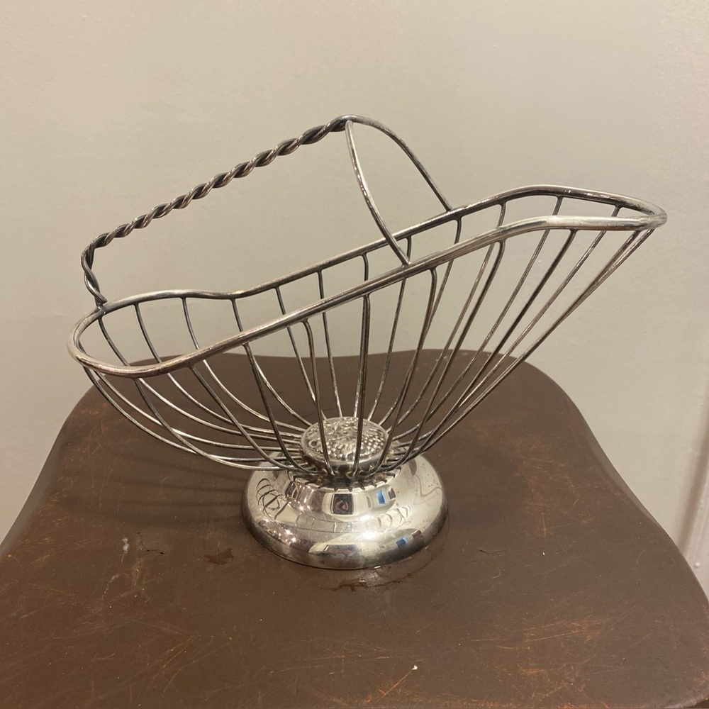 Vintage MCM Italy Silverplate Wine Bottle Caddy Holder Basket